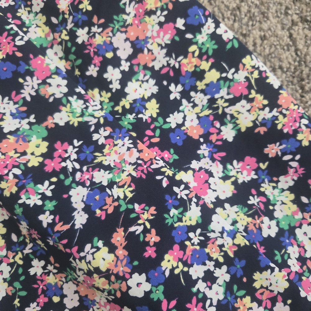 Floral Sleeveless Midi Dress - Navy with Multi-Color Blossoms - Picture 5 of 7